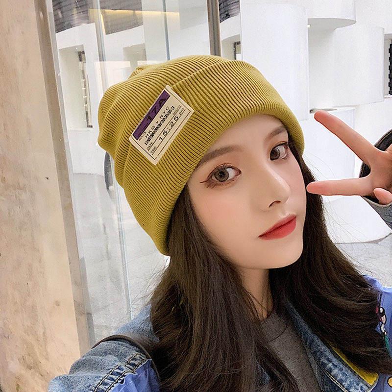 Autumn Hat Female Winter And Warm Candy Color Knitted Hat Japanese Wild Big Face Was Thin Woolen Hat Student