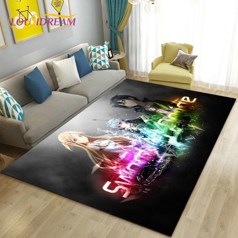 SAO Sword Art Online Anime Area Rug Large,Carpet Rug for Living Room Bedroom Sofa Doormat Decoration, Non-slip Floor Mat Cover