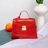 Crocodile Embossed Pu Leather Top Handle Handbag With Secure Metal Lock Color Options For Daily Work Shopping Dating