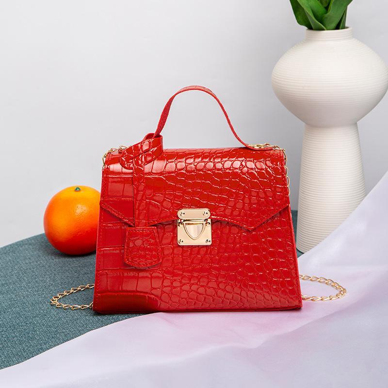Crocodile Embossed Pu Leather Top Handle Handbag With Secure Metal Lock Color Options For Daily Work Shopping Dating