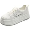 Thick-soled heightening lace-up board shoes women's new high-end versatile leather casual sports shoes