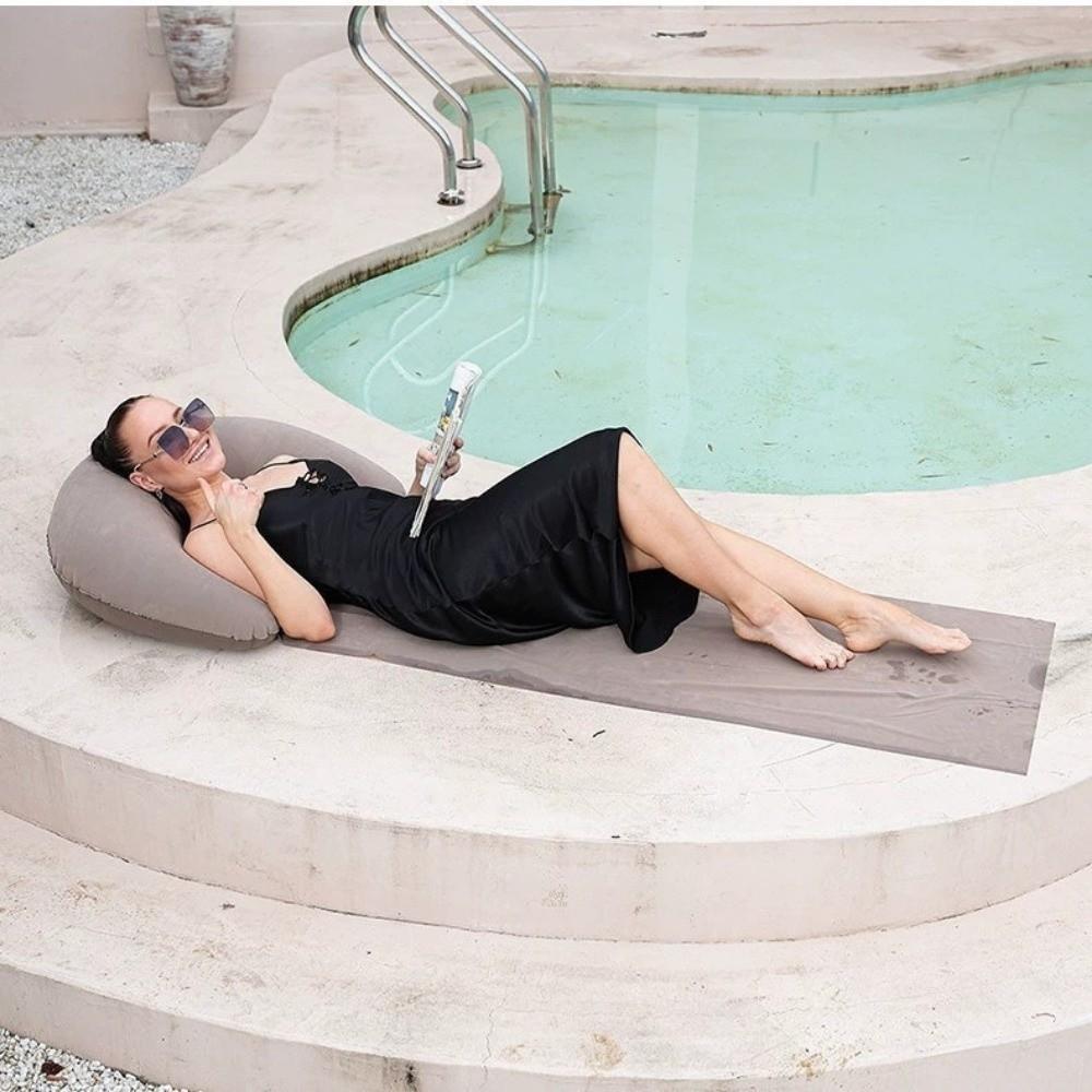 PVC Inflatable Beach Mat Portable Design Moisture Proof Beach Sleeping Mat Convenient Foldable Camping Lounger Travel