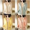 Spring V-neck Loose Knit Cardigan Women's Long Sleeved Thin Sweater Base Top
