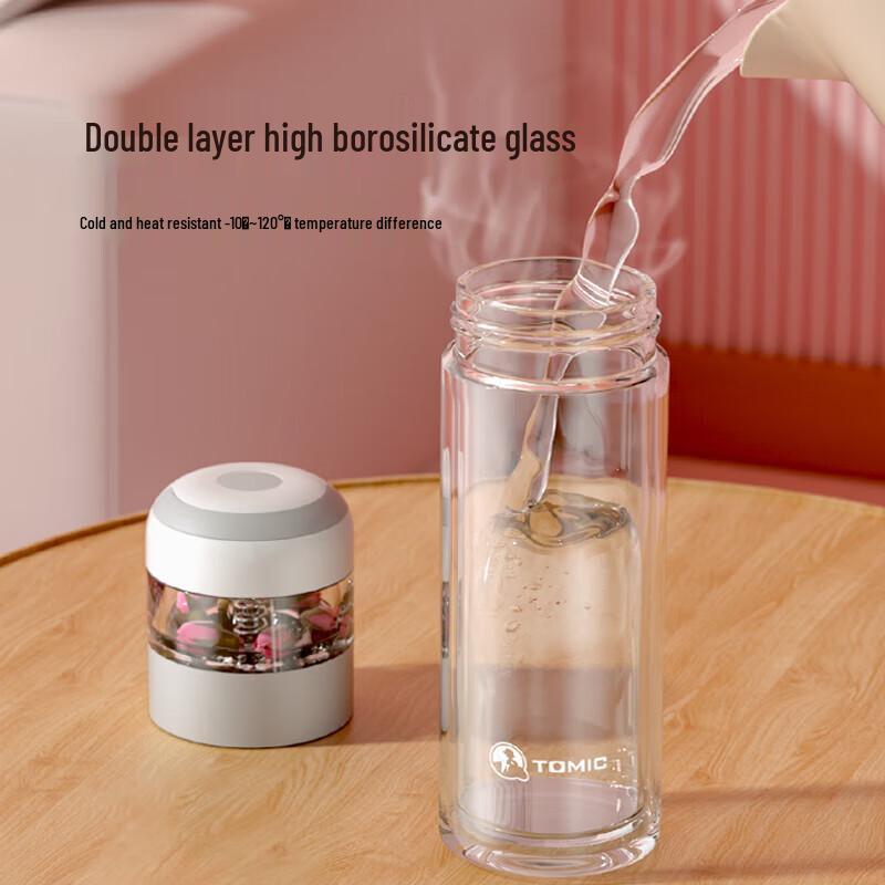 Temeike Double-Wall Borosilicate Tea Tumbler