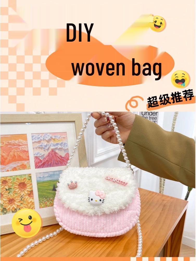Handmade Knitted Cat & Dog Crossbody Bag DIY Kit - Plush Gift for Girlfriend