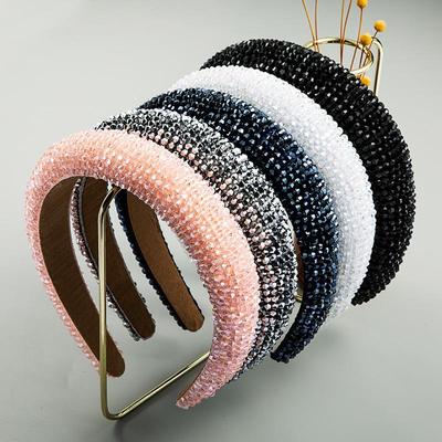 Temperament Handmade Beaded Versatile Sponge Pink Hair Band Women's Ball Wide Edge Headwear
