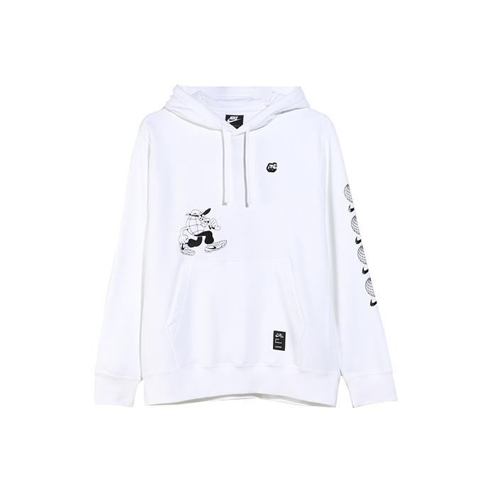 Nike Cartoon Print Fleece-Lined Hoodie Men Tops White CK2992-100