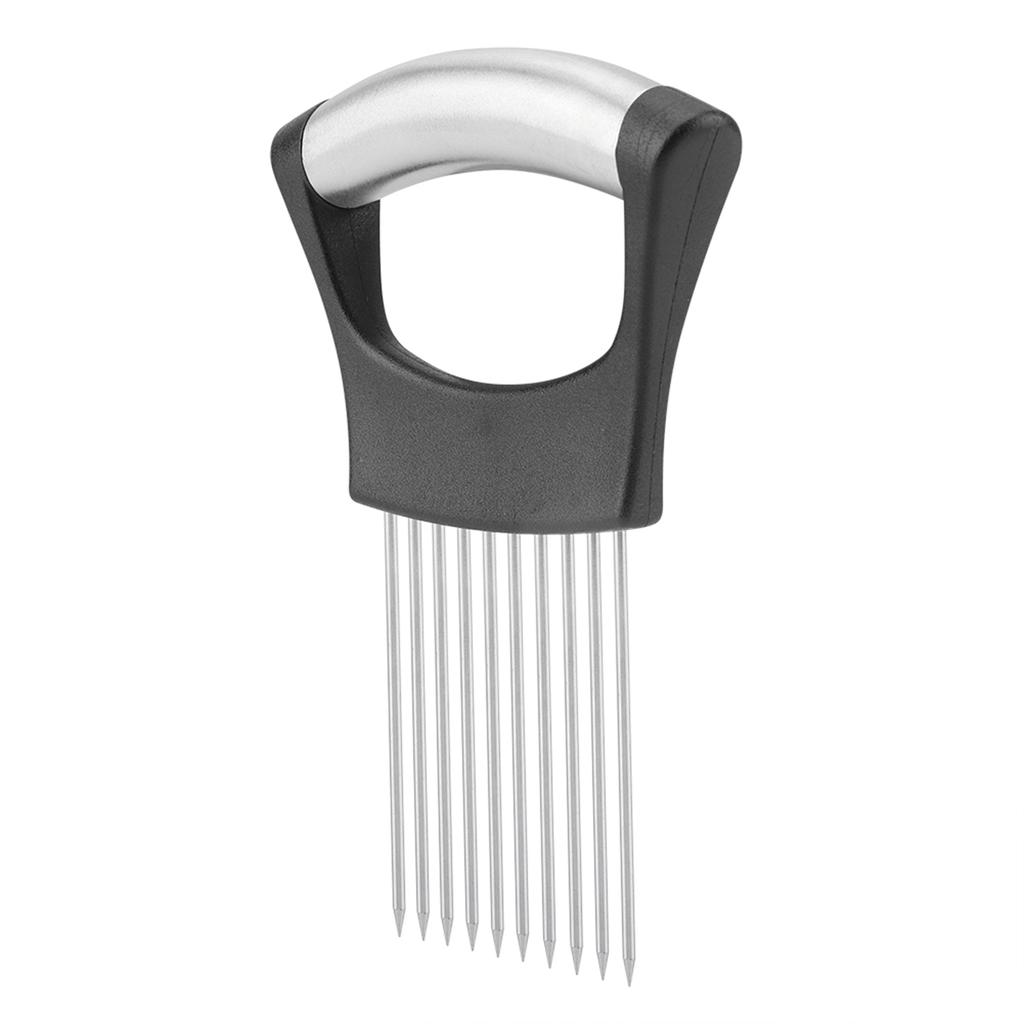 Stainless Steel Onion Holder Fruits Veg Meat Cutter Slicer Peeler Chopper with 10 Prongs