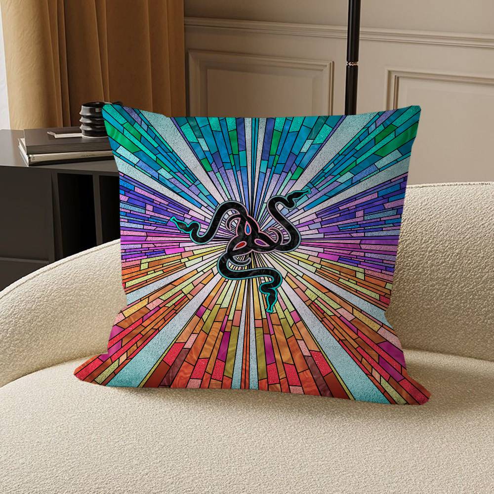 R-RazerS Logo-Kissenbezüge, Cartoon-Sofa-Dekoration, doppelseitig bedruckt, kurzplüschig, niedlicher Kissenbezug