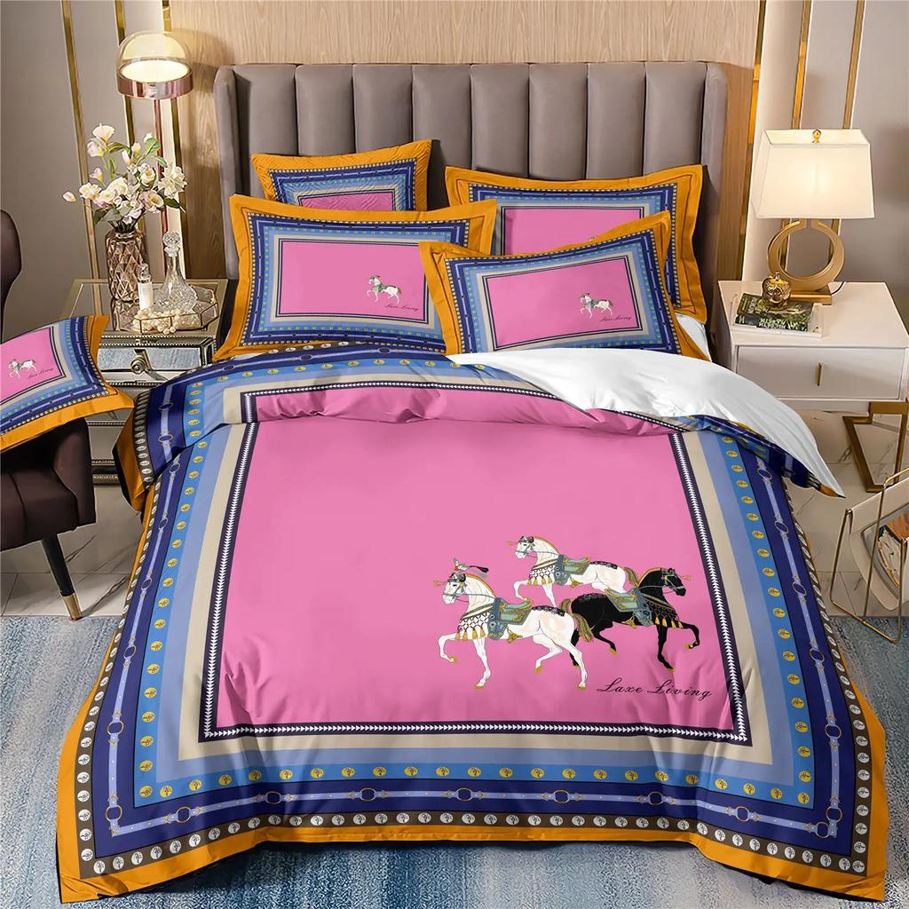 Luxury Style Bedding Set 3D Printed Soft Polyester Duvet Cover Set Quilt Cover Set Bedding With Pillowcases For Family Gift