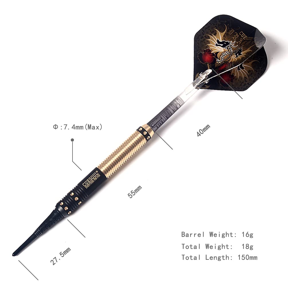 CUESOUL Dragon Deluxe Soft Tip Darts Set, 16g (B1104)