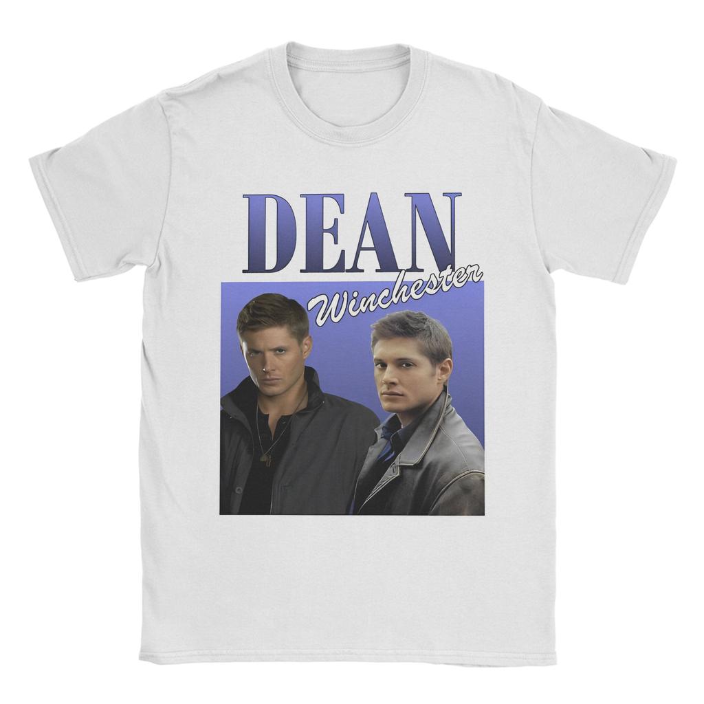 Leisure Supernatural Dean Winchester Tshirt Crewneck Short Sleeve Tops Shirts Movie TV Series Cotton Summer Tops Shirts