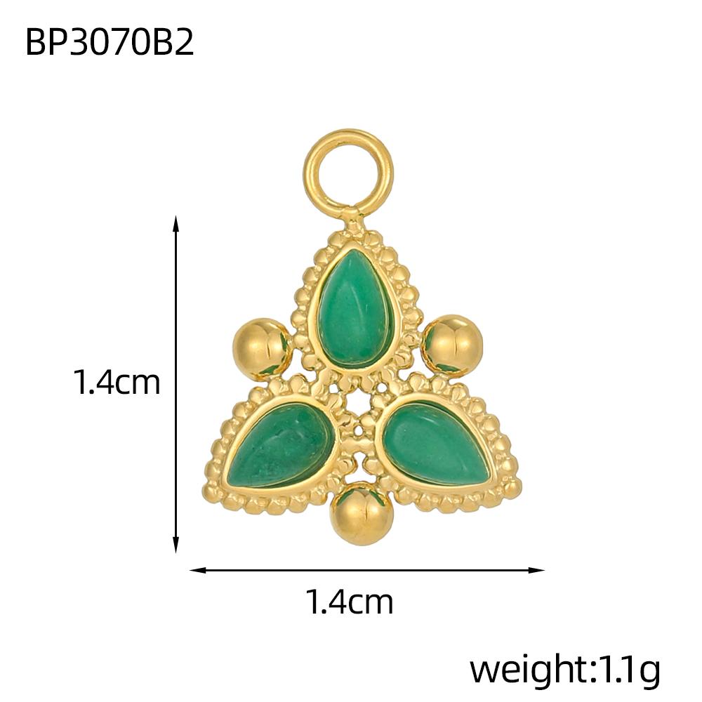 CARLIDANA Stainless Steel Multi-Color Natural Stone Jewelry Charm Fan Round Pendant for DIY Necklace Earrings Accessories