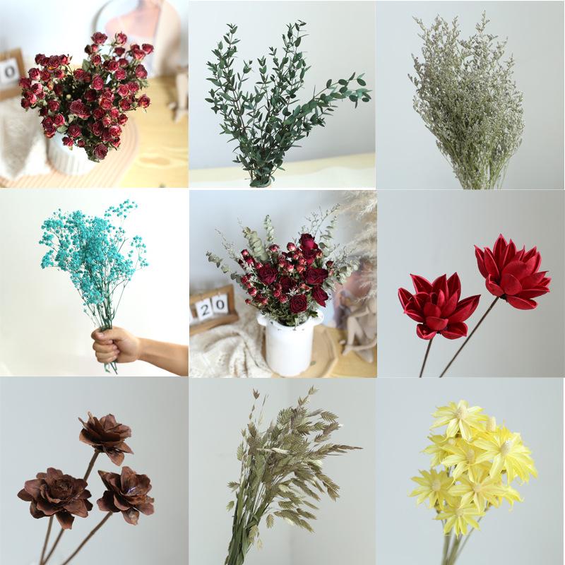 Yunnan Dried & Immortal Flowers Bouquet: Baby's Breath, Roses, Forget-Me-Nots for Home & Homestay Decor