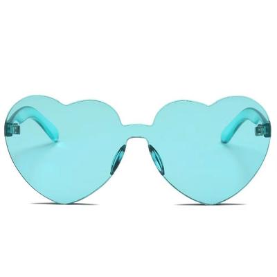 Gafas de Sol Corazón de Melocotón Gafas de Amor Color Jalea Sin Montura Forma de Corazón Gafas de Una Pieza