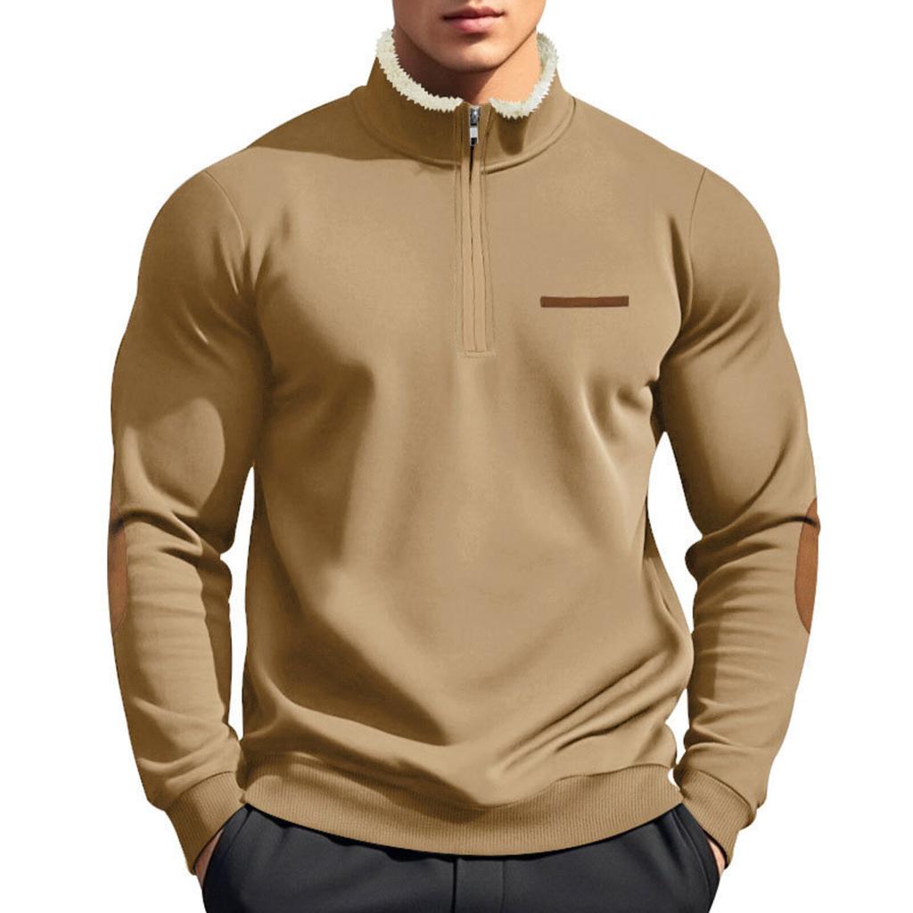 Men's Half Zip Stand Up Collar Warm Outdoor Sports And Leisure Hoodie