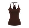 Yoga Workout Set: Slim-Fit Tank with Built-In Bra Pads & Elastic Spaghetti Straps + Flared Pants, Turned-Up Waist, Slimming & Draped