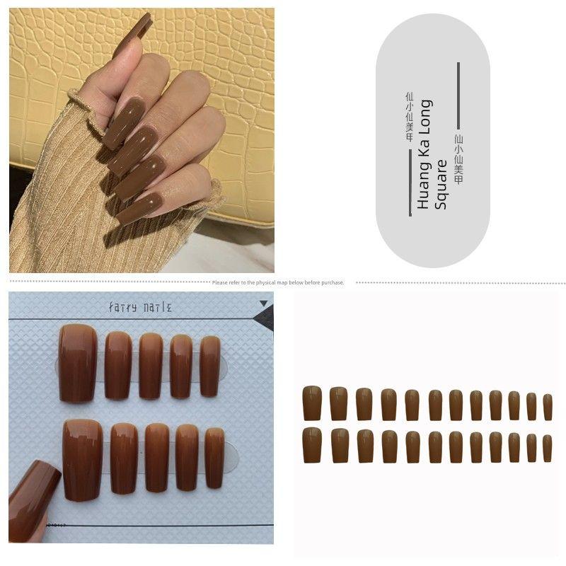 

Pure White Square Nail European and American-Style Bright Wearing 144-Huang Ka Changfang