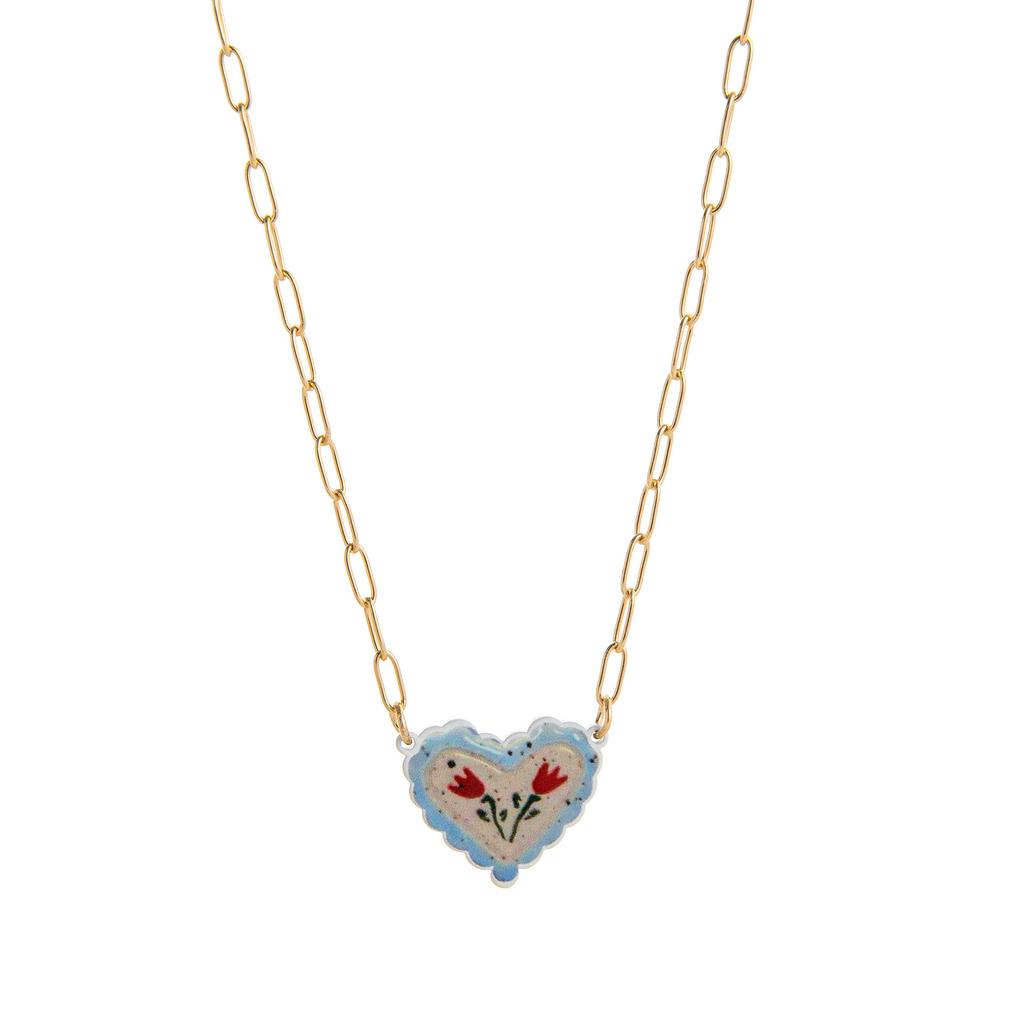 Ceramic Love Star Necklace Small Flower Tai Chi Color Printed Pendant 14K Fresh And Sweet