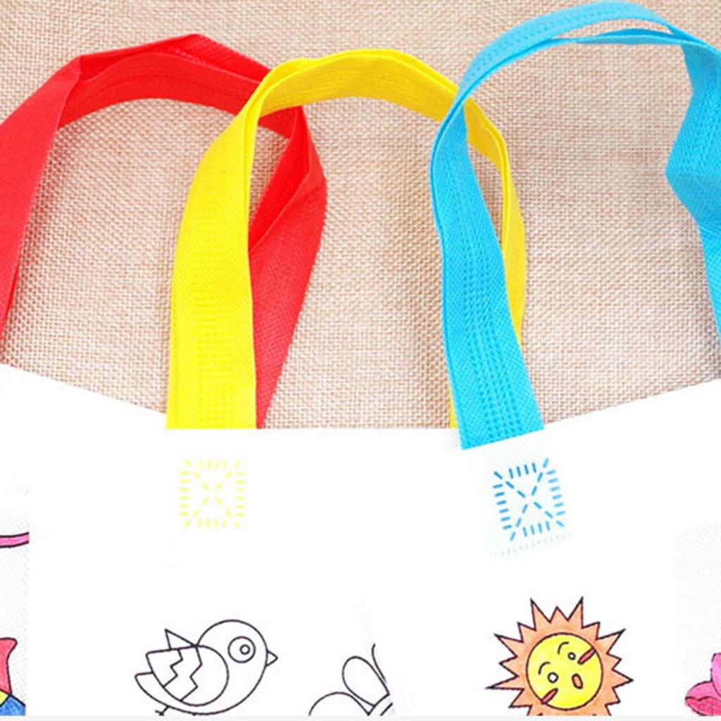 5x DIY Graffiti Bag Portable Reusable Painting Colored Toys Coloring Tote Party Goodie Bags