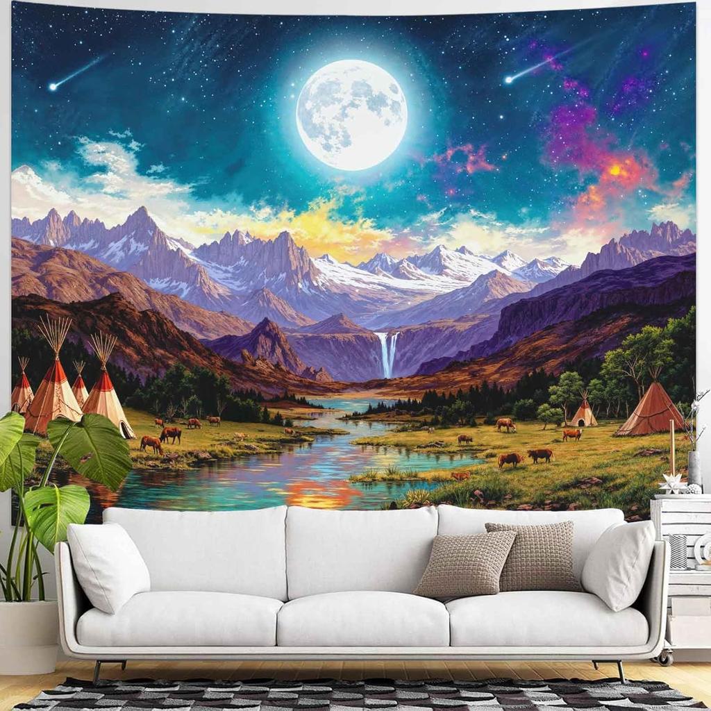 Tapestry Forest Cave Tapestries Nature Landscape Tapestries Mossy Waterfall Stream Wall Tapestry Bedroom Dormitory Living Room