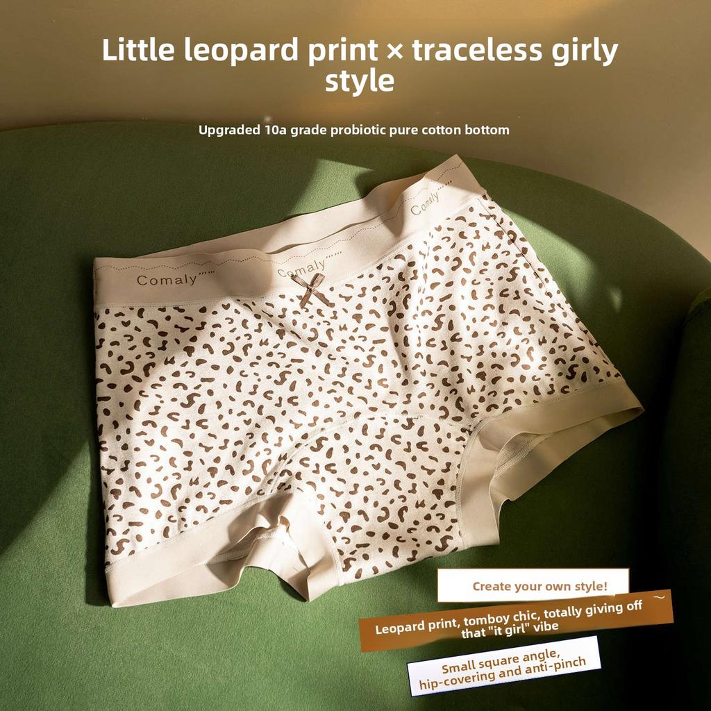 Female Spring and Autumn Small Leopard Print Cotton 10A Antibacterial Crotch Boxer Briefs