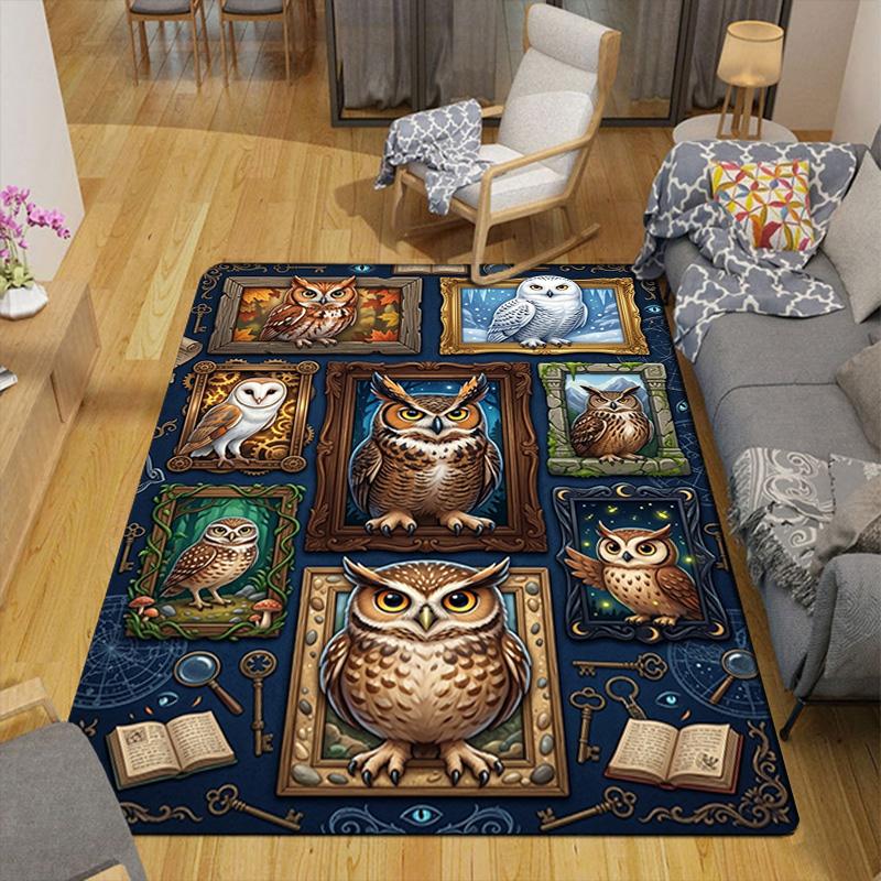 Owl Collection Pattern Rug Floor Mat for Living Room or Bedroom Soft and Comfortable Carpet a Gift for Birthday and Holiday.