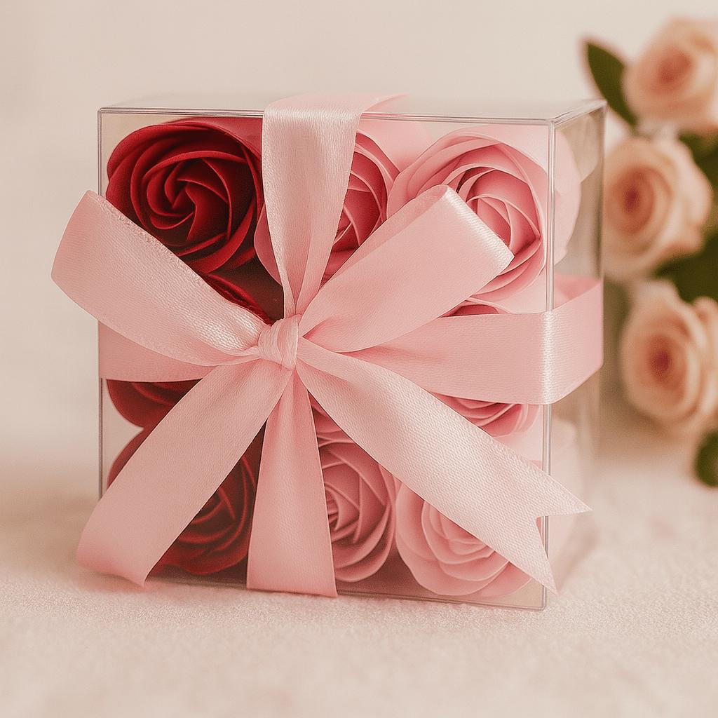 Soap Flowers Pink Roses Set of 9