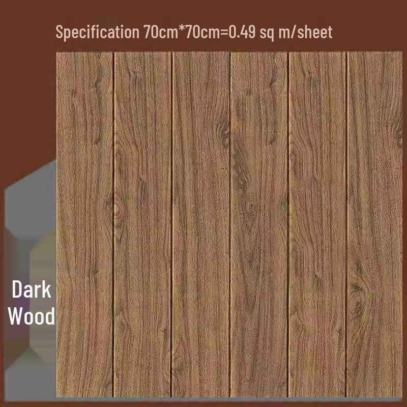 3D Wood Grain Self-Adhesive Wall Stickers: Soft, Anti-Collision Wallpaper for Bedroom Decor