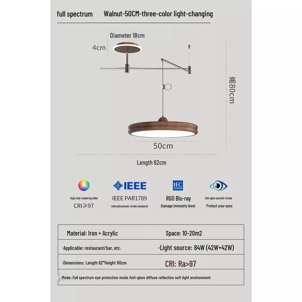 "Wabi-Sabi Medieval Style Walnut Rotating Chandelier 2024"