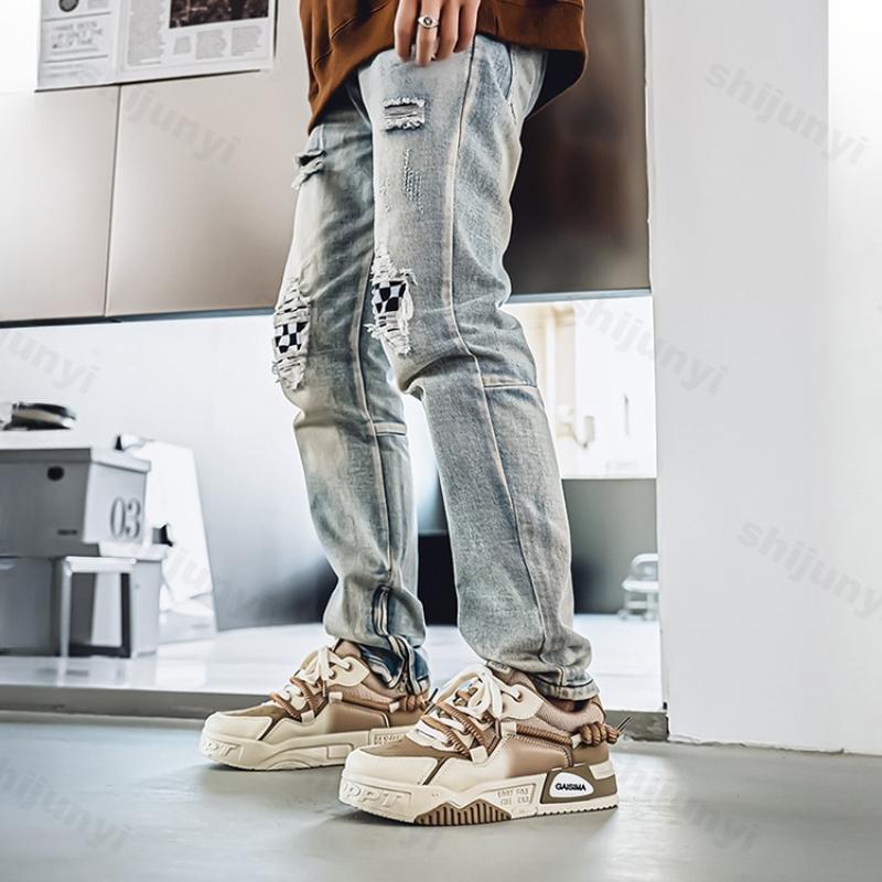 Fashion Spring New Men 2025 Breathable Fashion Trend Versatile Casual White Shoes Outdoor Sports Comfortable Lightweight Chunky Sneakers