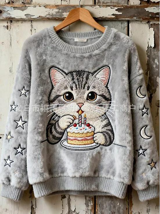 3D Digital Print Christmas Berry Snowflake Flannel Crewneck Sweatshirt, Festive White Holiday Outfit 3XL