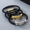 Personalized Steel Wire Nail Magnetic Buckle Bracelet, Niche Fashion Point Rivet Woven Leather Men's Bracelet 2026