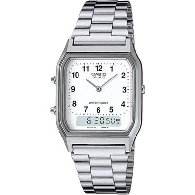 CASIO ANA-DIGI Quarzuhr Vintage Serie AQ-230A-7BMQ Unisex Duale Zeit Weiß Arabische Ziffern Auslandsmodell