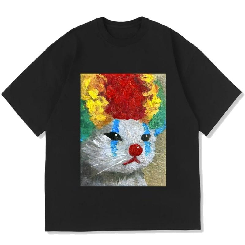 

Fashion Casual Tshirt 2026 Summer Holiday Wacky Cat Printed Short Sleeve Oneck Harajuku Tees Vintage Oversized Tunics 4XL