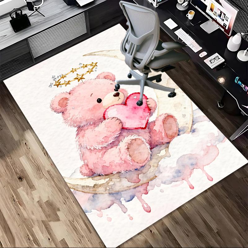 Teddy Bear Heart Pattern Area Rug, Office Carpet Indoor Outdoor Entrance Doormat, Non-Slip Soft And Comfortable, Living Room, C122058