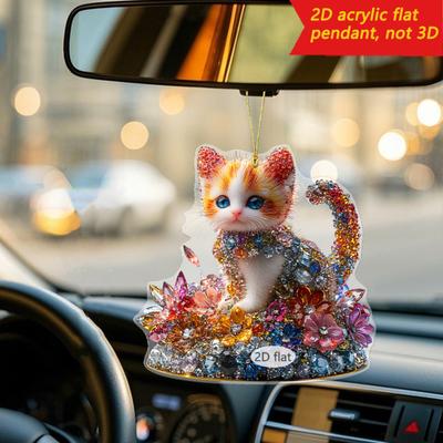 5Pcs/Set Cartoon Pendant 2D Acrylic Shiny Cat Dog Shape Decorative Car Charm Doors Backpacks Handbags Pendant