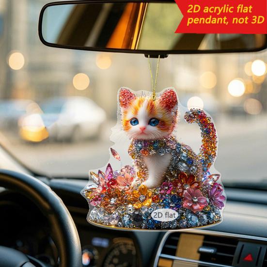 5Pcs/Set Cartoon Pendant 2D Acrylic Shiny Cat Dog Shape Decorative Car Charm Doors Backpacks Handbags Pendant