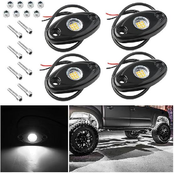Rock Lights For Trucks, 4 Pods LED Rock Lights, IP67 Waterproof Neon Rock Lights Kits For Pickup ATV Off Road SUV, High Brightness Multifunction