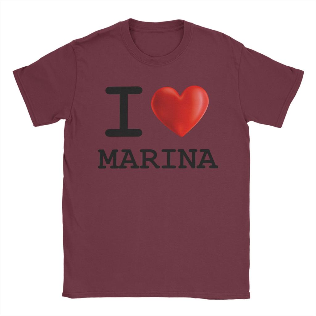 Men TShirt I Love Marina Casual Pure Cotton Tee Shirt Short Sleeve T Shirt Round Neck Clothes New Arrival