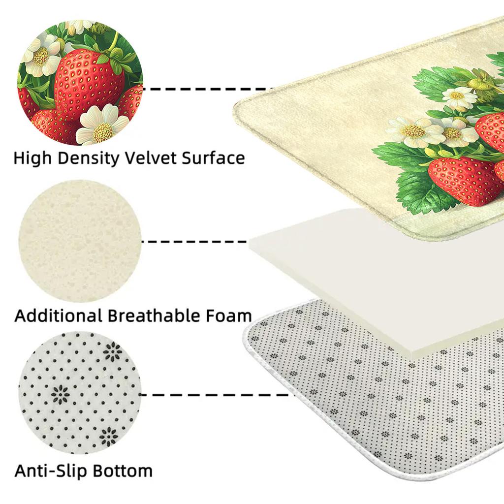 1 Stück Anti-Ermüdungs-Küchenteppiche, 3D Frühlings-Blumendruck Wasserdicht Rutschfest Dick Gepolsterte Küchenmatte Strapazierfähige Komfort-Stehmatte für Küche