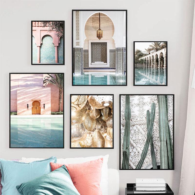Islamic Building Wall Art Posters Nordic Architecture Canvas Paintings Landscape Plant Pictures Travel Prints Ramadan Home Decor