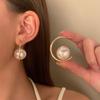 Geometric C-Shaped Pearl Earrings Women Trendy Ins Style Alloy Studs With 14K Gold Plated Post