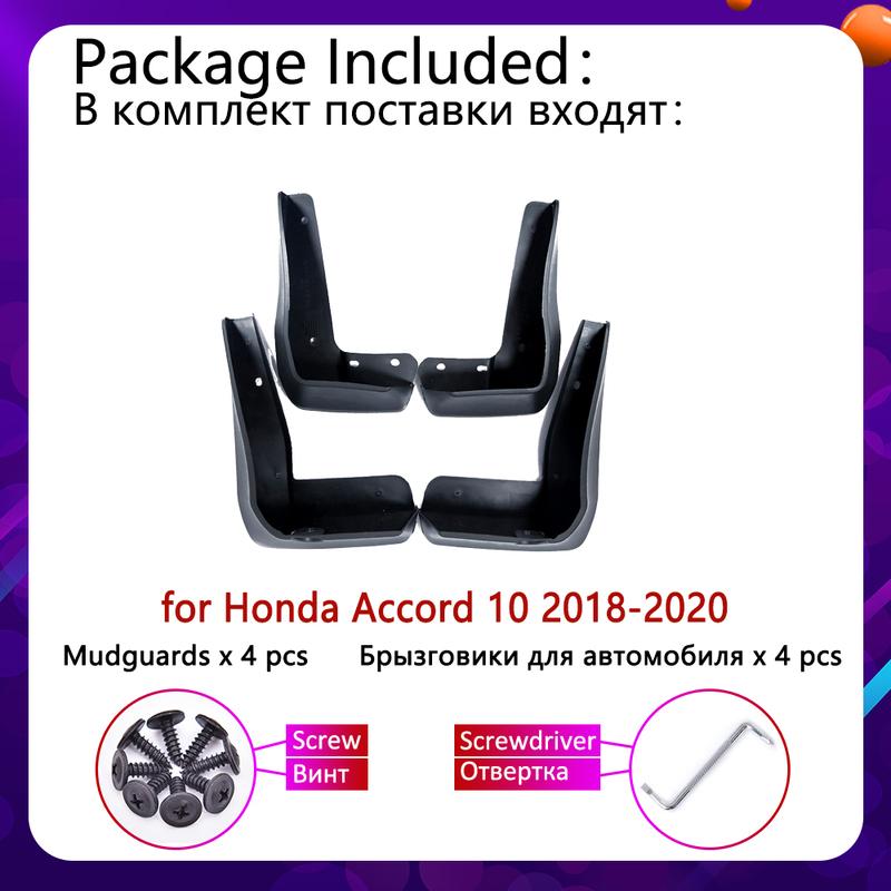 4PCS Rear New Mudguards For Honda Accord 10 2018   Cladding Splash Mud Flaps Mud Guards Mudflap Protect Car Accessories