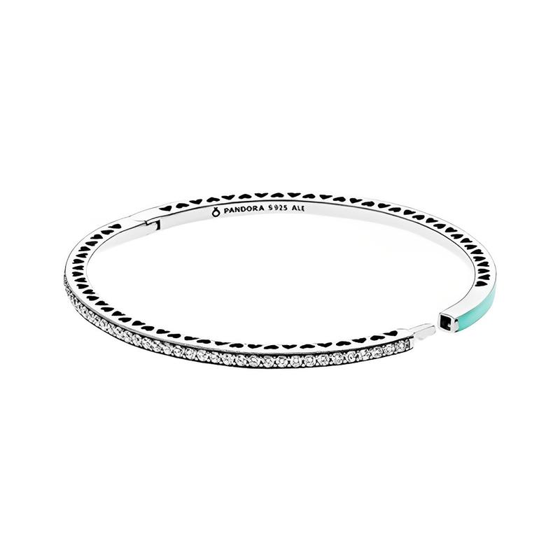 Pandora Shining Heart Classic 925 Silver Synthetic Cubic Zirconia Bracelet Women's 590537EN105