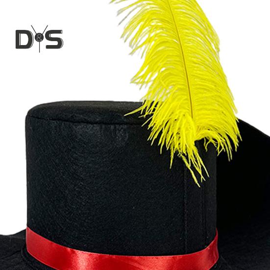 Unisex Feather Hat Stage Performance Hat Solid Color Felt Design Flat Top Wide Brim Snowman Hat Halloween Cosplay Hat for Adult And Children
