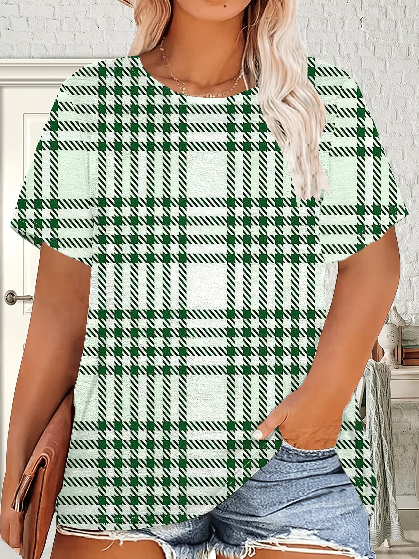 

A Short-Sleeve T-Shirt for Plus-Size Women Featuring a Round Neck. Made from a Comfortable And Breathable Material. Designed with a Fresh Green And Wh L дубильна кора