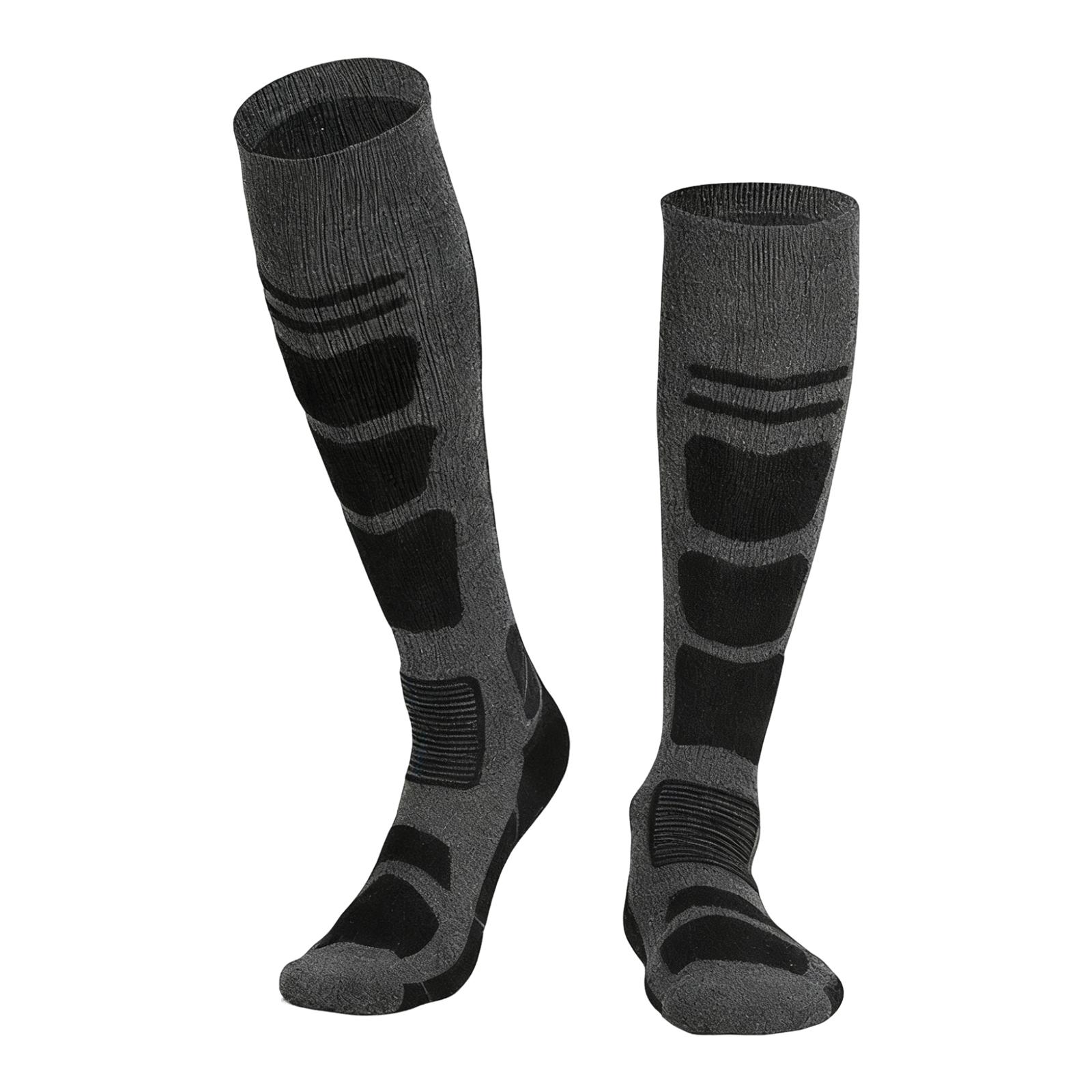 

Thicken Warm Hiking Socks Anti-Slip Over-The-Knee Wool Socks Merino Wool Compression Socks for Hiking Outdoor Climbing Sports 35-39 темно-сірий колір