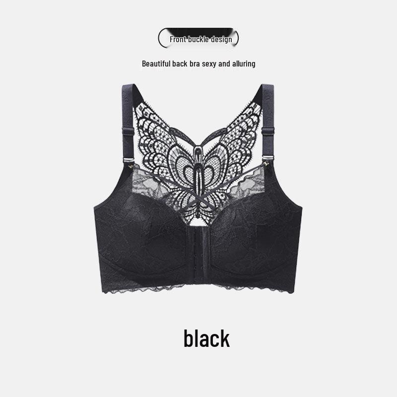 Plus Size Front Closure Wirefree Bra - Adjustable, Anti-Sagging, Side Support, Large Cup, Summer