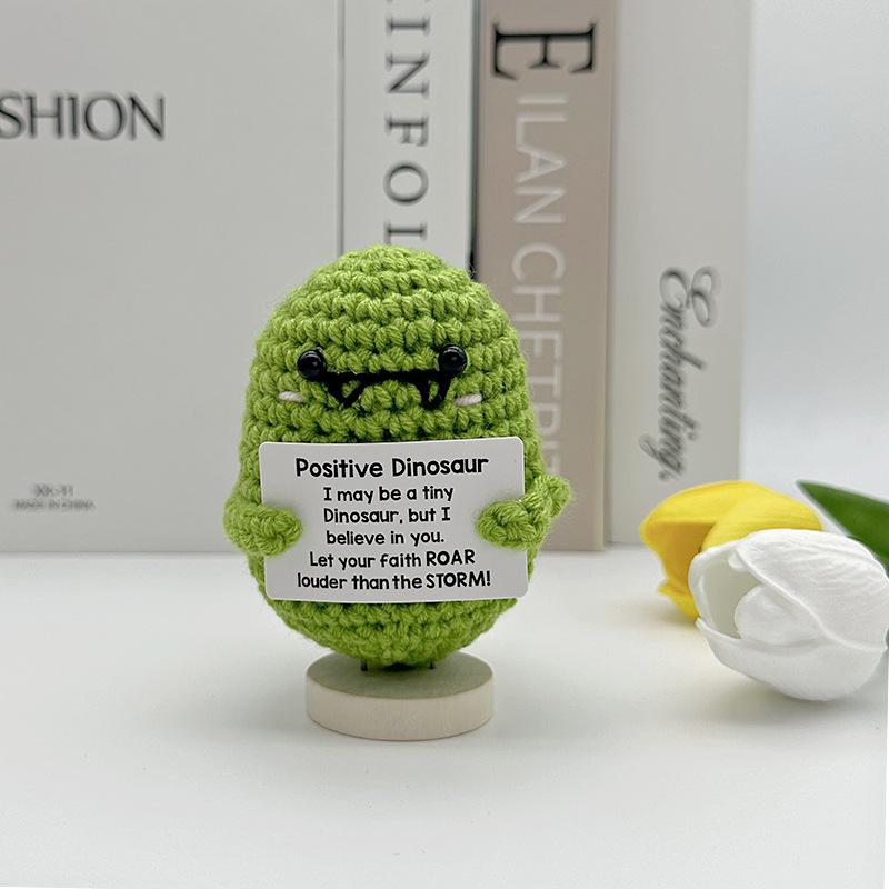 Cute Handwoven Positive Energy Dinosaur Ornaments Handmade Crochet Support Emotional Dinosaur Home Room Decor Christmas Gifts